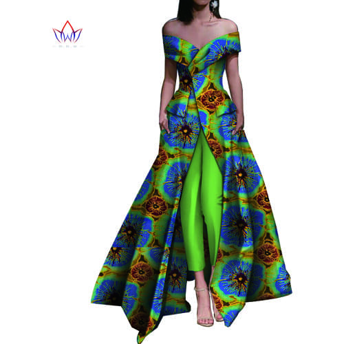 Summer 2 PCS Fashion Pant Set Wedding Party African Lady Bazin Fabric 100% Cotton Women Pant Suit WY5025