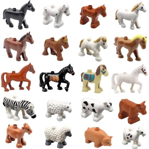 Big Building Blocks Animals Accessories Horse Sheep Pig Cow Big Size Blocks Large Bricks DIY Educational Toys For Children Gift