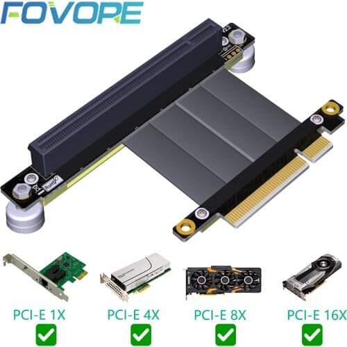 PCIE Riser PCI Express PCI E 8X to 16X Riser Card Ribbon Extender Extension 17cm Cable PCI-Express Gen3 8Gbps with Magnetic Base