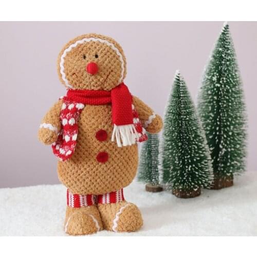 Cute Gingerbread Man Plush Toy Baby Appease Doll Biscuits Man Pillow Cushion Reindeer Home Decor Toy for Children Christmas Gift