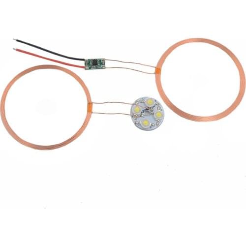 Long-distance 120mm Wireless Charge Module DC 12V DIY Wireless Power Charging Supply Module w/LED Lamp for Lighting Electronic