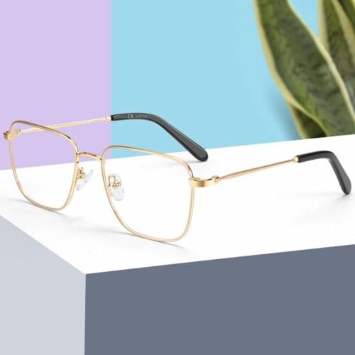 BLUEMOKY Fashion Square Glasses Frame Men Retro Business Luxury Design Metal Optical Eyeglasses Frame Prescription Eyewear