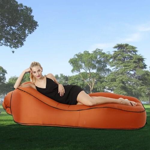 Outdoor Folding Inflatable Sofa Bed Nylon Waterproof Air Couch Beach Lounger Outside Garden Office Sleeping Daybed X388B