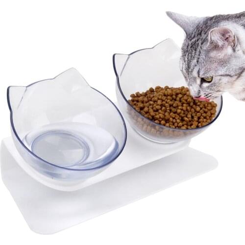 Non-Slip Cat Bowl Pet Kittens Food Water Feeding Bowls With Raised Stand Creative Double Cat Feeding Bowl Cats Feeder Supplies