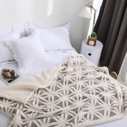 New Style Air Condition Jacquard Knitted Blanket Super Soft and Warm Sherpa Fleece Back Throw on Bed Couch 150x200cm