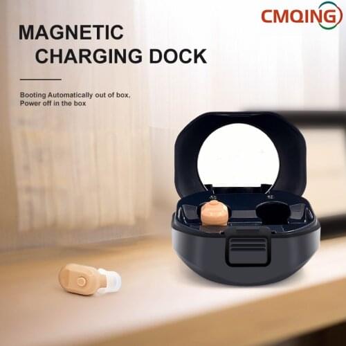 Best Rechargeable Wireless Invisible Ear Sound Amplifier Digital Hearing Aid for Adults Seniors Magnetic Contact Charging Box