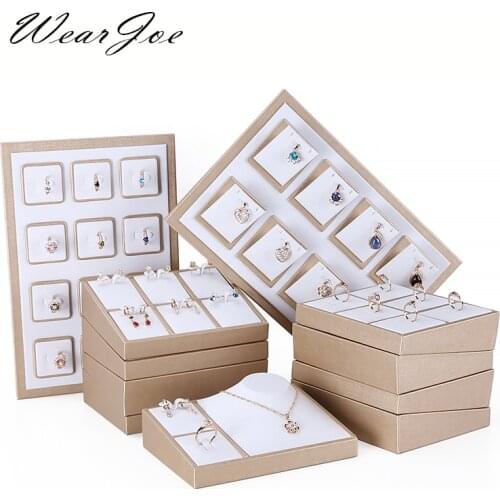 White PU Leather Ring Stud Earrings Display Holder Showcase Bangle Stand Tray Pendant Necklace Chain Set Jewelry Organizer Rack