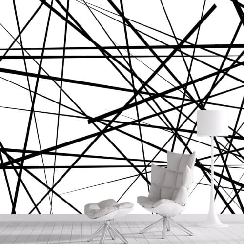 Custom Black White Line Photo 3d Wallpapers Murals for Living Room Home Decor Walls Paper Contact Vinyl PVC Wall Rolls Prints