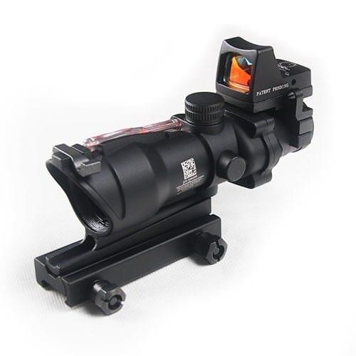 Trijicon ACOG 4x32 Cross Sight Scope Real Fiber + Mini Red Dot Riflescope