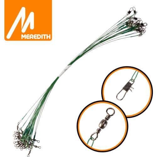 MEREDITH Anti Bite Steel Fishing Line 15cm-30cm Steel Wire Leader With Swivel Fishing Accessory Lead Core Leash Fishing Wire