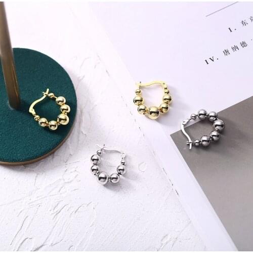 Silvology 925 Sterling Silver Round Beads Hoop Earrings French Style Elegant Minimalist Earrings for Women Festival Jewelry Gift