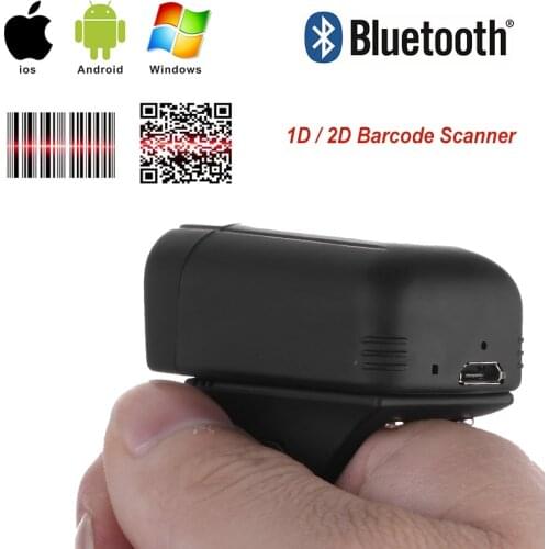 Finger Ring 1D 2D Small Barcode Scanner Android and iOS / Bluetooth Scan For Commercial POS System FREE SHIPPING