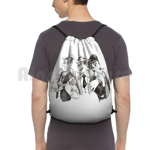 Silent Buddies Backpack Drawstring Bags Gym Bag Waterproof Harold Lloyd Buster Keaton Silent Movies Cinema Movies Comics