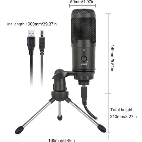 USB Microphone with Mic 192Khz/24Bit or 48kHz/16bit Podcast PC Computer Condenser Mic for Recording Gaming for Youtube PM461TR