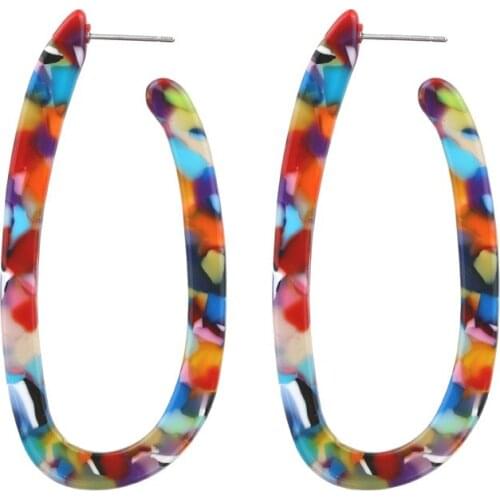 In Europe and the wind big earrings product amazon acetate plate u-shaped female leopard earrings sell like hot cakes