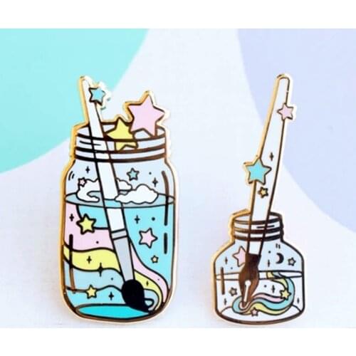 Magic Paint Jar Painting Enamel Brooch Pin Backpack Hat Bag Collar Lapel Pins Badges Women Mens Fashion Jewelry Accessories