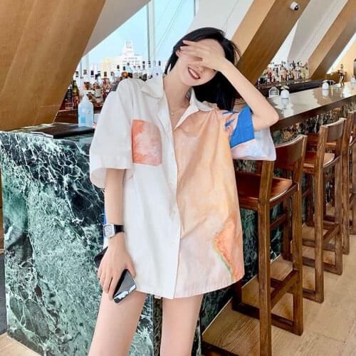 Womens Blouse Black Blouse Embroidery Loose Casual Short-sleeved Shirt Design Niche Top Soft Goth Aesthetic Women Clothes Summer