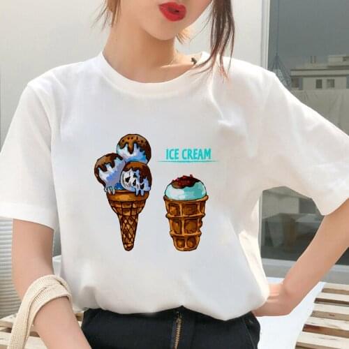 Womens T-shirt ice cream Printed T shirt with Short Sleeve Harajuku Summer Oversized Fashion Tshirt Female Tops Woman Clothes
