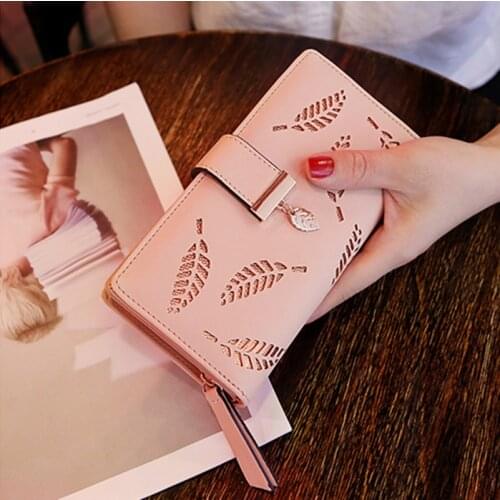 Women Wallets Purses Hollow Leaf Long Wallets For Girl Ladies Money Coin Pocket Card Holder Female Wallets Phone Clutch Bags