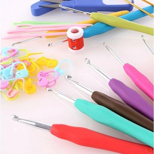 1pcs 2.0-10.0mm Rubber Handle Crochet Hooks Needles Knit Weave Craft Yarn Sewing Tools Crochet Knitting Needles