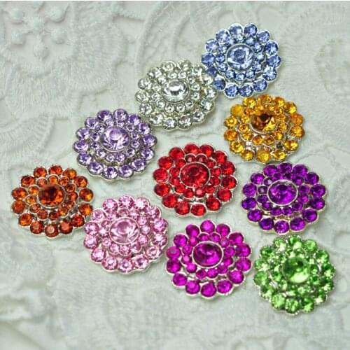 120PC 20mm Handmade Vintage Metal Decorative Button Crystal Pearl Flower Center Alloy Flatback Rhinestone Buttons Craft Supplies