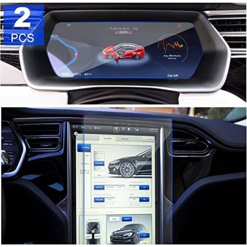 For Tesla Model X/Model S Car Navigation Screen Protector and Dash Panel Screen Protector Tempered Glass Touch Screen 2PCS