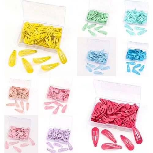 3CM 50Pcs/Box Snap Hair Clips For Baby Girls Solid Color Baby Kids Hairpins Metal Hairgrips Children Hair Barrettes Accessories