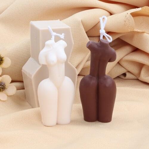 3D Sexy Lady Body Candle Mould Human Female Body Art Statue Handmade Wax Epoxy Soap Broken Arm Woman Ornaments Silicone Mold