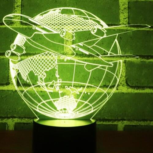 3D LED Night Light Aircraft Plane Earth with 7 Colors Light for Home Decoration Lamp Amazing Visualization Optical Illusion