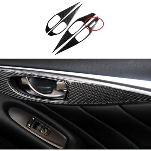 Carbon Fiber Door Handle Panel Cover For Infiniti Q50 Q60 Auto Interior Trim Stickers Car Styling 4pcs