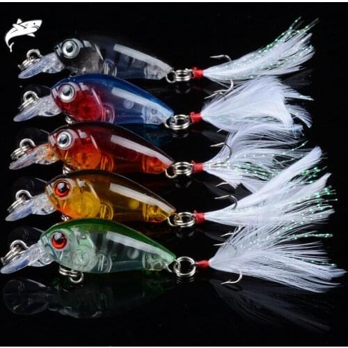 5Pcs/Lot 4.5cm/4g Fishing Lures Hard Bait Minnow Fishing Lure Bass Crankbait Swimbait Trout Crank Baits With 10# Hooks Tackle