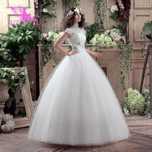 AIJINGYU 2021 communion Customized new hot selling cheap ball gown lace up back formal bride dresses wedding dress WK803