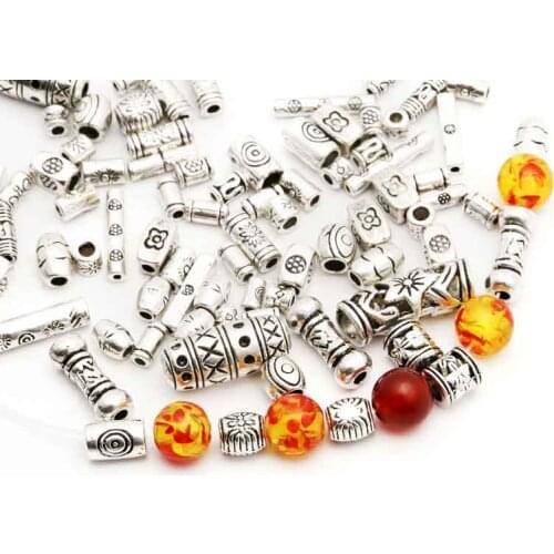 100pcs Loose Spacer Beads Metal Beads Charms For Needwork Bracelet Jewelry Making Tibetan Silver Color DIY Accessories Wholesale
