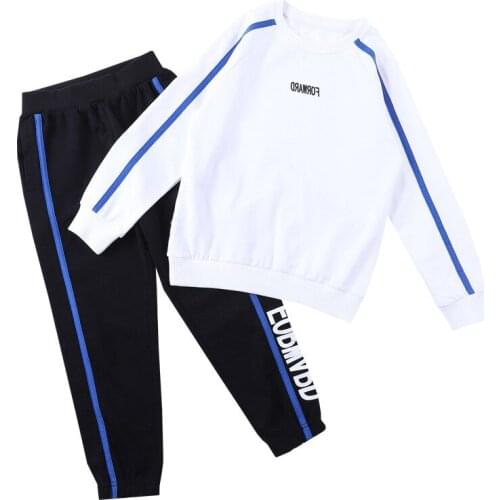 Kids boys sports suit simple letters printed hooded sweater coat + pants 2pcs sets new spring / autumn big virgin suit