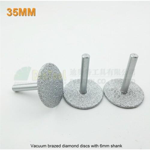 DIATOOL 3pcs/pk Dia35mm Vacuum Brazed Diamond Saw Blade 6mm Round Shank Diamond Disks Cutting Grinding Engraving Bits