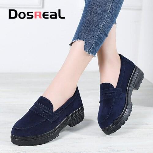 Dosreal Women Cow Suede Flats Shoes Autumn Women Platform Flats Oxford Street Women Casual Sneakers For Females Fashion Shoes