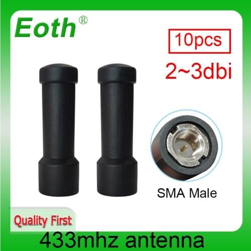 10pcs 433 MHz Antenna 2~3dBi SMA Male Connector Mini Size 433MHz antena directional antenne for wireless Lorawan watermeter 433m