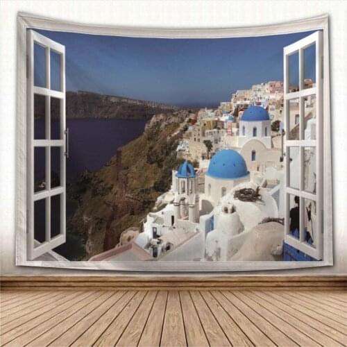 Custom Greece Tapestry Colorful Psychedelic Decorative Carpet Wall Fabric For Living Room Bedroom Tapestries Accessories