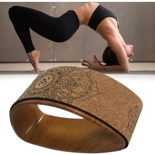 Yoga Wheel Bent Back Stretch Natural Cork Yoga Wheel Cork Solid Fitness Wheel Pilates Ring Sturdy Wheel Yoga Training