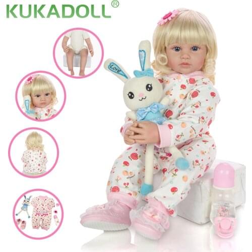 KUKADOLL 24 Inch Silicone Reborn Babies Doll Cloth Body 60 cm Lifelike Bebe Reborn Menina Princess Doll For Kids Birthday Gifts