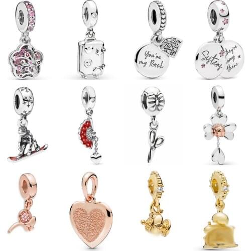 PDD DZ 31 925 Sterling Silver Spring New Charm Pendant with DIY Bracelet Necklace Jewelry Gift Carving Suitable for Women