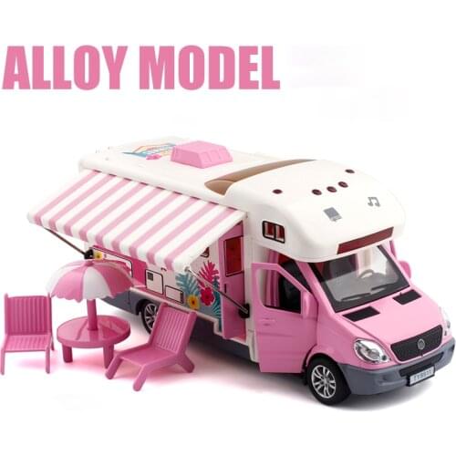 1:32 Scale Sprinter Luxury Motorhome Recreational Vehicle RV Trailer Caravan Alloy Metal Diecast Car Model Babys Toys Collection