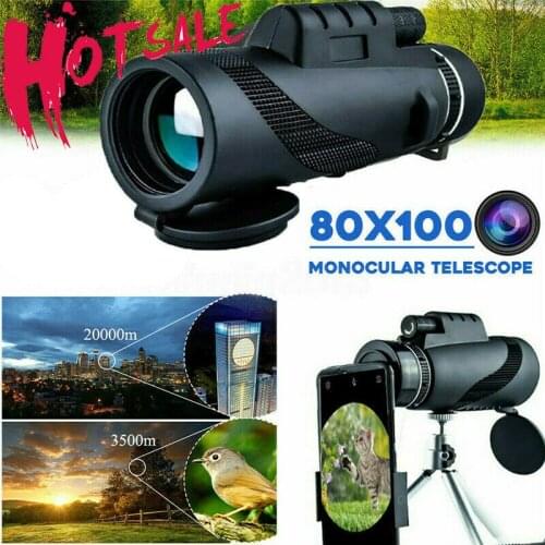 80x100 Powerful Monocular Telescope Pocket Optional Zoom Scope With Smart Phone Holder Suitable For Hiking Camping Accessories