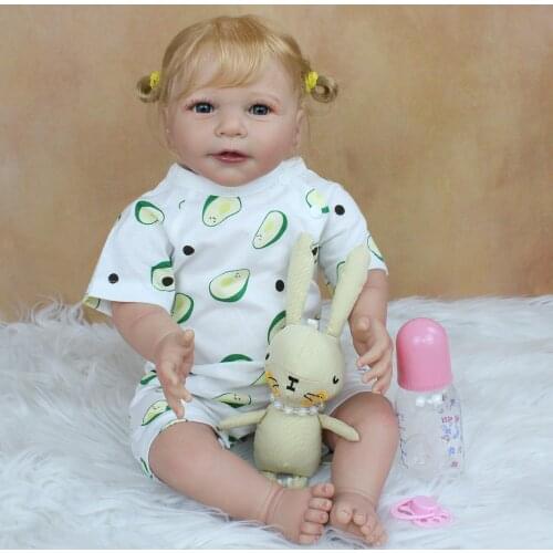55 CM 3D-Paint Skin Soft Silicone Reborn Baby Doll Toy For Girl Lifelike 22 Inch Princess Lisa Bebe Dress Up Alive Gift