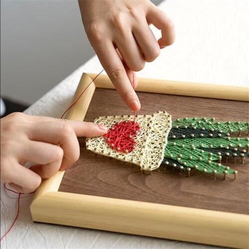 DIY Craft Kits for Adults Handmade Nail Winding Paintings with Frame Wall Home Decoration Accessories Creative Toys Bored Games