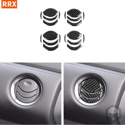 For GTR R35 2008-2016 Real Black Carbon Fiber Stickers Central Air Outlet Vent Hole Strips Trim Interiors Car Accessories