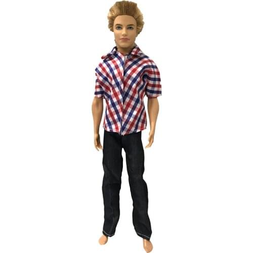 NK 1x Handmade Men Outfit Daily Casual Wear Red T-shirt +Black Trousers Accessories Clothes For Barbie Ken Doll Baby Toys 07G 5X