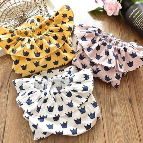 2018 Autumn Children Long Sleeve Shirt Blouses Baby Girl Full Crown Printing Shirt Fashion O-neck Tee Shirt Girls Pullovers Tops