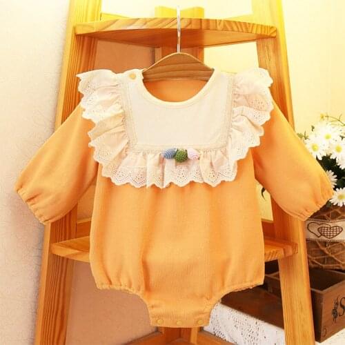Autumn Jumpsuit Ruffle Cotton Baby Romper Long Sleeve Boutique Outfits Toddler Girl Baby Romper Newborn Ropa Baby Clothes BW50PF