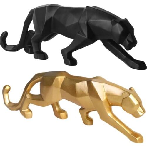 P8DE Geometric Angular Cheetah Desktop Ornaments Creative Resin Statues Home Desk Craftwork Bedroom Decor Toys Living Room